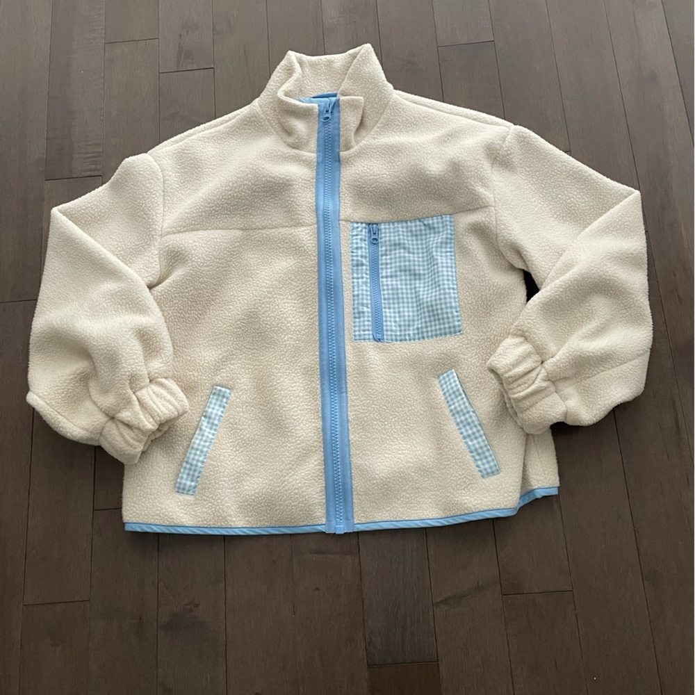 Sandy Liang Cream and Blue Utility Jacket